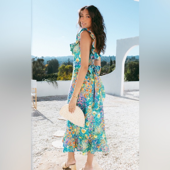 Show Me Your Mumu Alexis Midi Dress in Painterly Petals size XXL - Picture 5 of 6